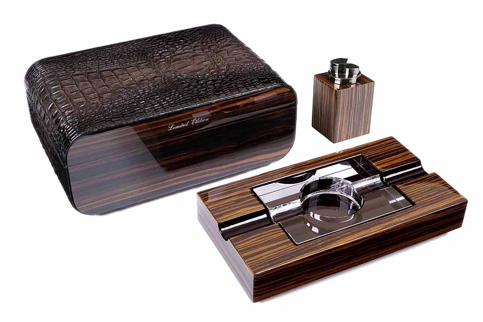 Настольный набор сигарных аксессуаров Gentili SET-SV40-Croco-Dark